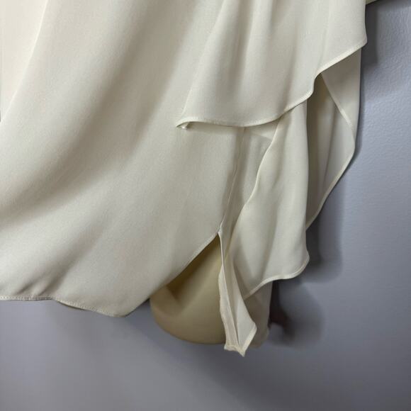 Kobi Halperin Women's Silk Cream V-Neck Short Flutter Sleeve Blouse Lighwiaght S - Picture 5 of 10